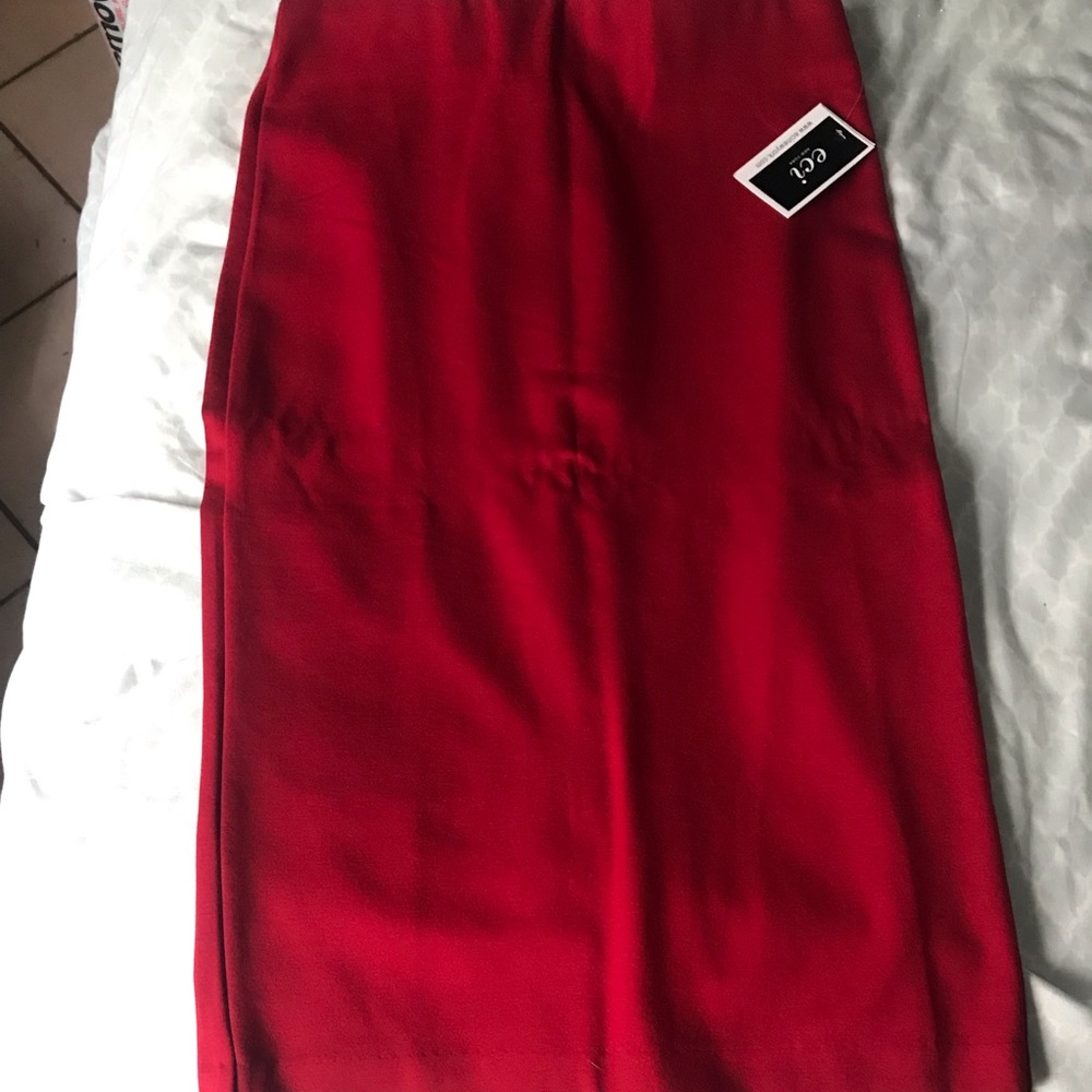 ECI Red stretch pencil skirt.